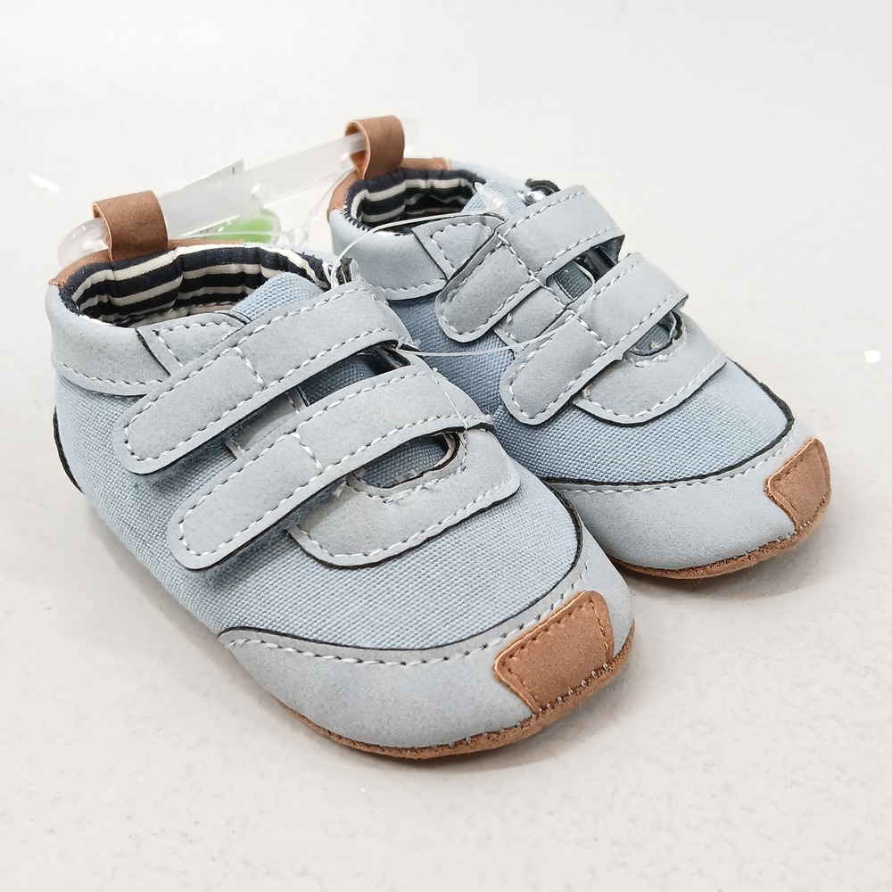 Carter's Sneakers Baby Boy 0-3M Blue Hook Loop Little Baby Basics Soft Sole